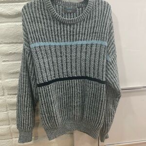 Vintage 1990s weekends in California blue black grey knit oversized sweater